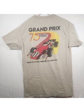 Call Your Mother Mens Grand Prix 75 Super Car Racing Graphic T-Shirt Tan Size M